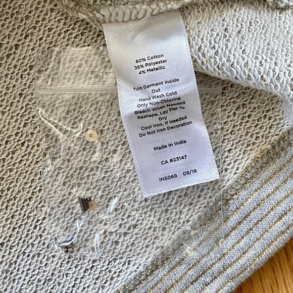 NWT Talbots Embellished Crewneck Fair Isle Gray Pinstripe 3/4 Sleeve Top Size M - Picture 5 of 8